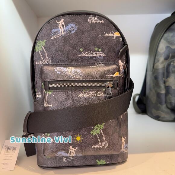 NWT Coach Waistpack Signature Canvas Surf Print CBJ12 Charcoal Multi - Picture 1 of 8